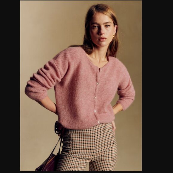 Sezane Sweaters - Sezane Gaspard Cardigan in Rosewood (Pink)